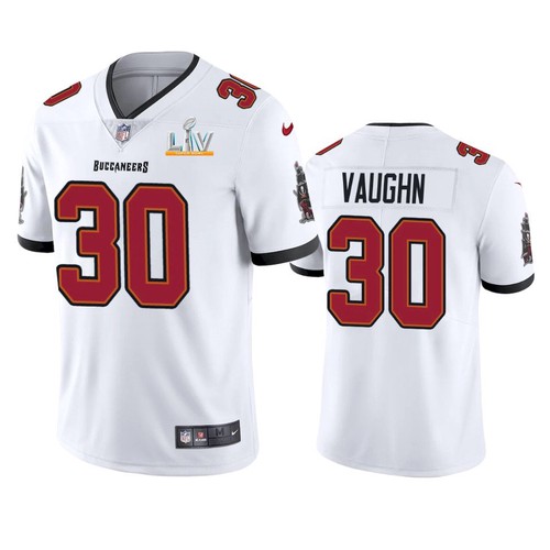 Men's Tampa Bay Buccaneers #30 Ke'Shawn Vaughn White NFL 2021 Super Bowl LV Limited Stitched Jersey